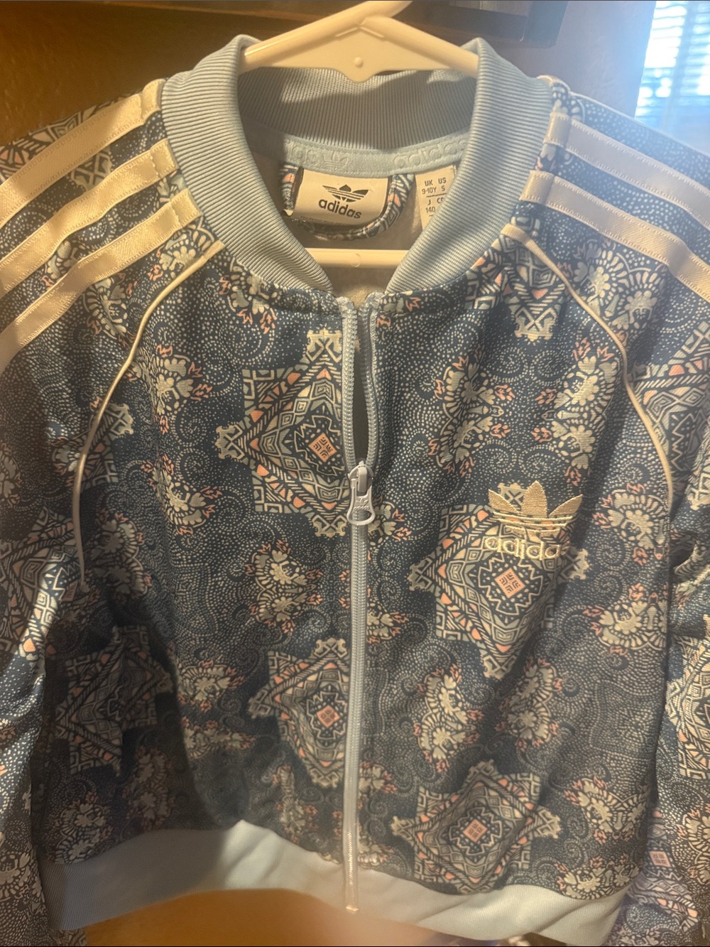 adidas Men's Blue Patterned Zip-Up Sweater Jacket